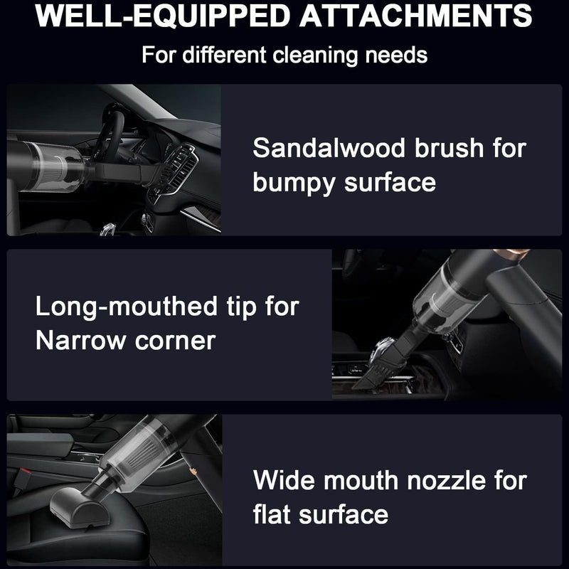 Vacuum Cleaner And Air Duster For Cars, Homes, Offices And Pets, High-power, Multi-nozzle Handheld Car Vacuum Cleaner.