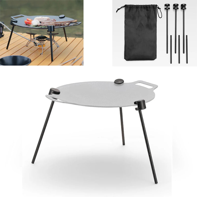 Outdoor BBQ Triangular Bracket Multifunctional Detachable Grill Pot Rack Portable Adjustable with Chain Outdoor Camping Supplies