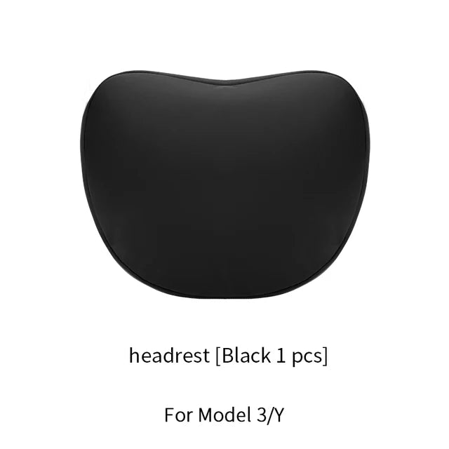 For Tesla Model 3 Y Flocking/Leather Car Seat Neck Pillow Soft Memory Neck Pillow High-Quality Headrest Lumbar Support