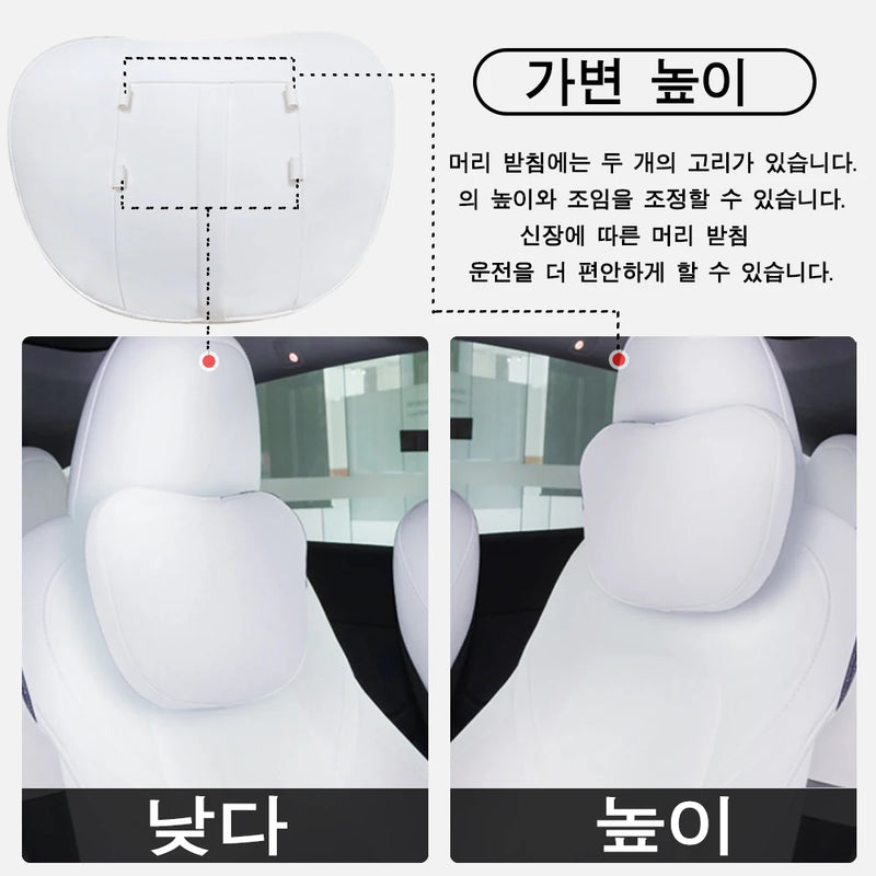 For Tesla Model 3 Y Flocking/Leather Car Seat Neck Pillow Soft Memory Neck Pillow High-Quality Headrest Lumbar Support