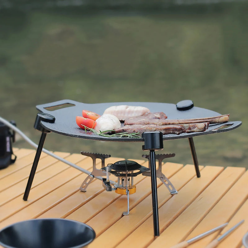 Outdoor BBQ Triangular Bracket Multifunctional Detachable Grill Pot Rack Portable Adjustable with Chain Outdoor Camping Supplies