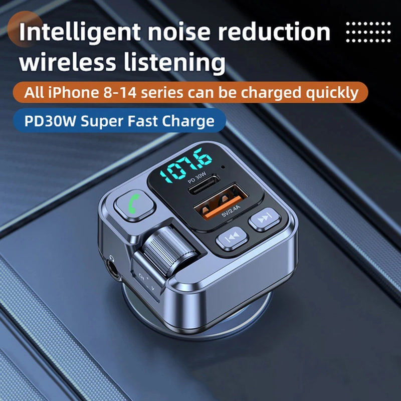 Car Bluetooth Receiver Usb U Disk Read Pd20W Fast Charging Digital Display Car Mobile Phone Adapter Fm Transmiter for Cellphones
