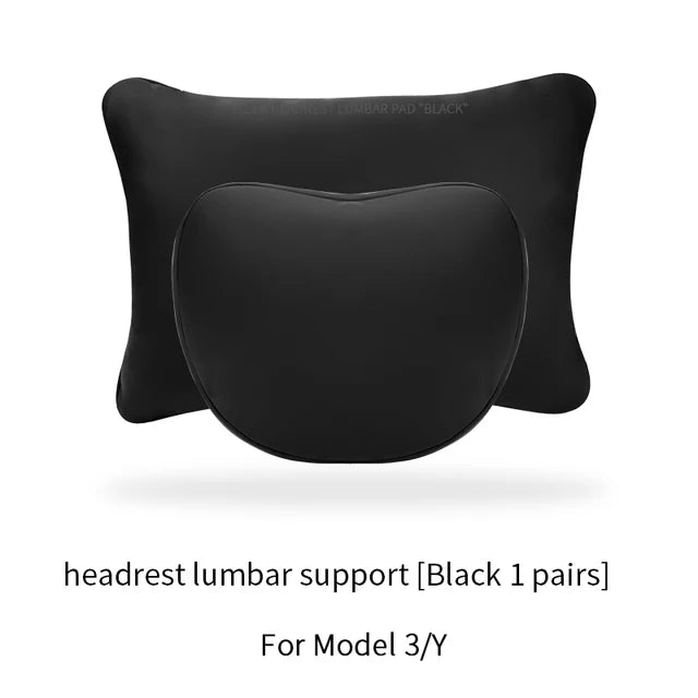 For Tesla Model 3 Y Flocking/Leather Car Seat Neck Pillow Soft Memory Neck Pillow High-Quality Headrest Lumbar Support
