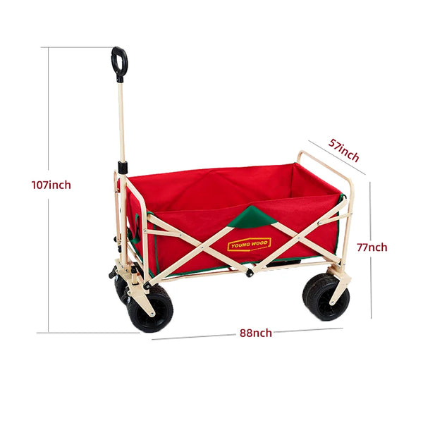 Collapsible Folding Utility Beach Wagon Cart Heavy Duty Large Capacity Fold Wagon Outdoor Trolley Portable Camping Cart Table