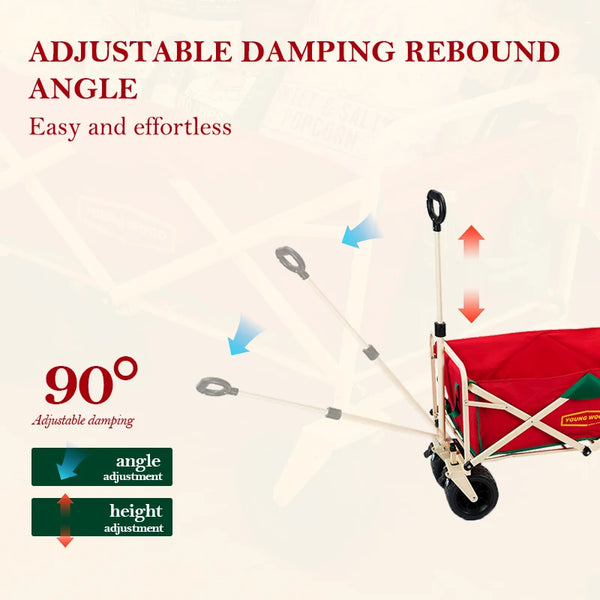 Collapsible Folding Utility Beach Wagon Cart Heavy Duty Large Capacity Fold Wagon Outdoor Trolley Portable Camping Cart Table